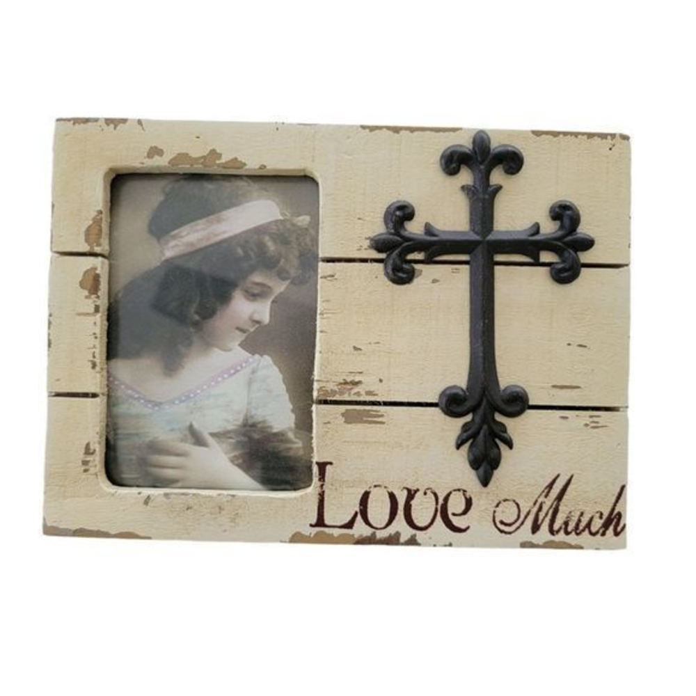 NEW wooden and metal  picture frame 4x6 photo rustic‎ LOVE MORE